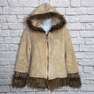 Hell is for Heroes Brown Sherpa and Faux Fur Trimmed Hooded Jacket size 42